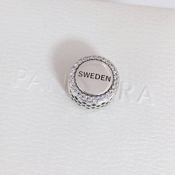 Pandora Sweden Flag Bead Charm Bracelet Pendant S925 Silver with box - Picture 2 of 6